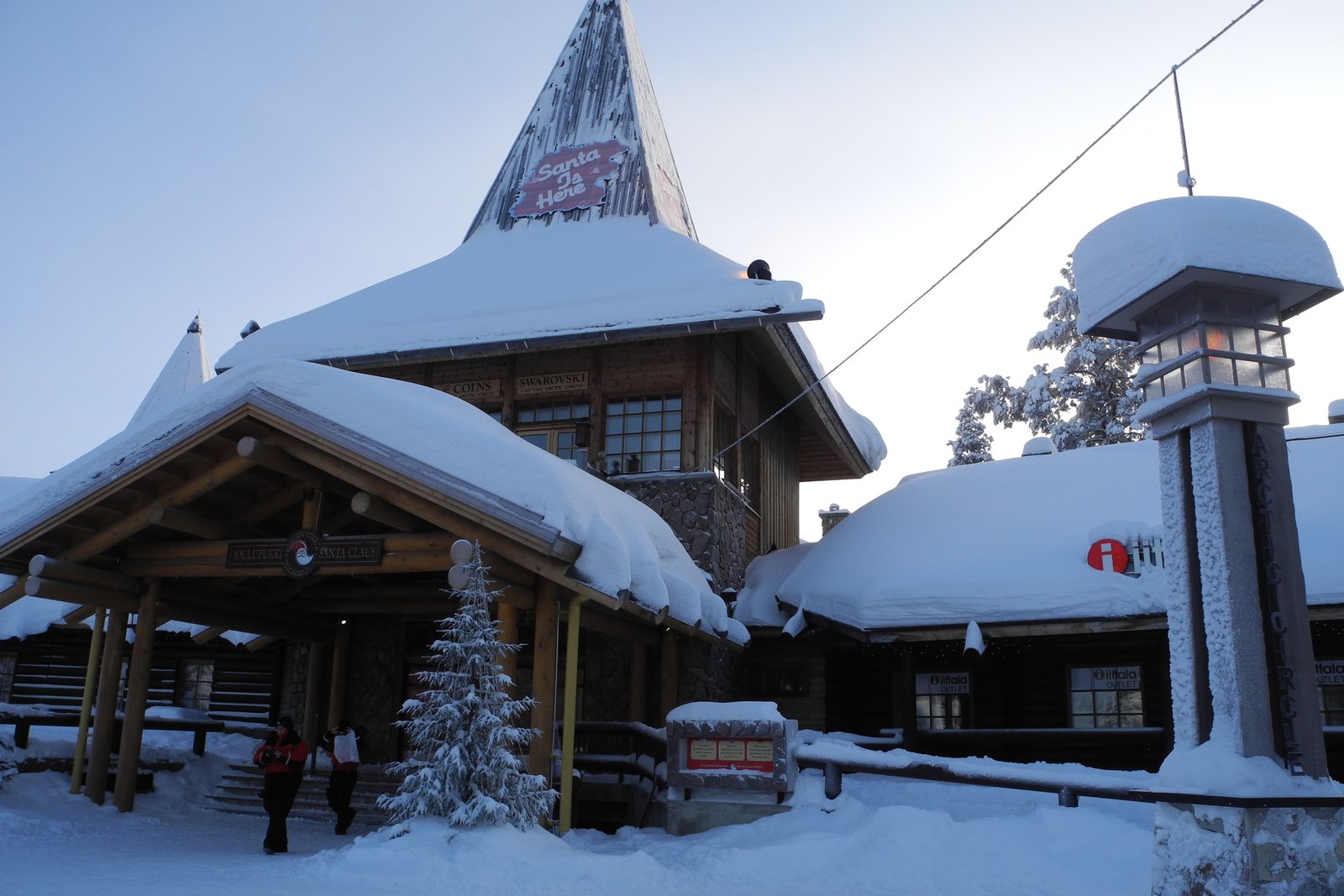 The snow-covered main building of Santa Claus VillagSanta Claus Village on the Arctic Circle